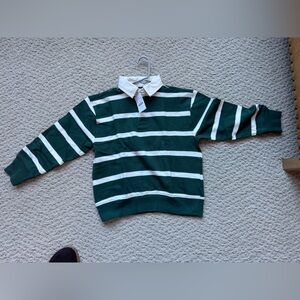 Crewcuts Forest Green and White Striped Polo